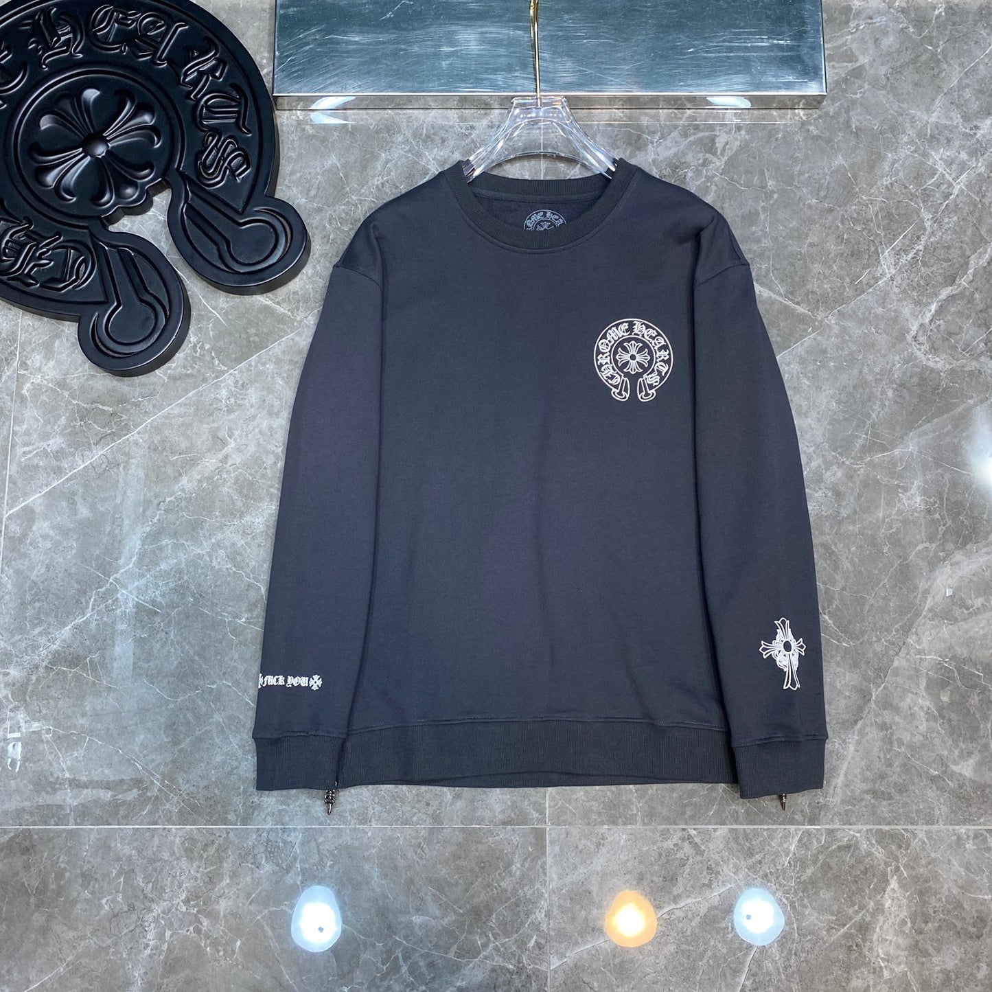 Chr*me heart long sleeve shirt grey/white