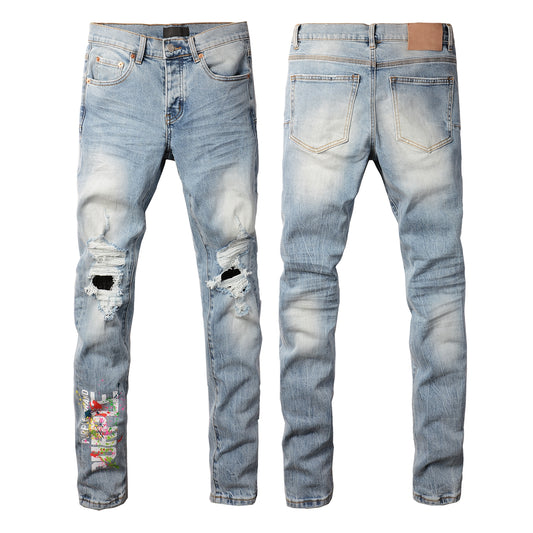 Purple jeans Blue Faded